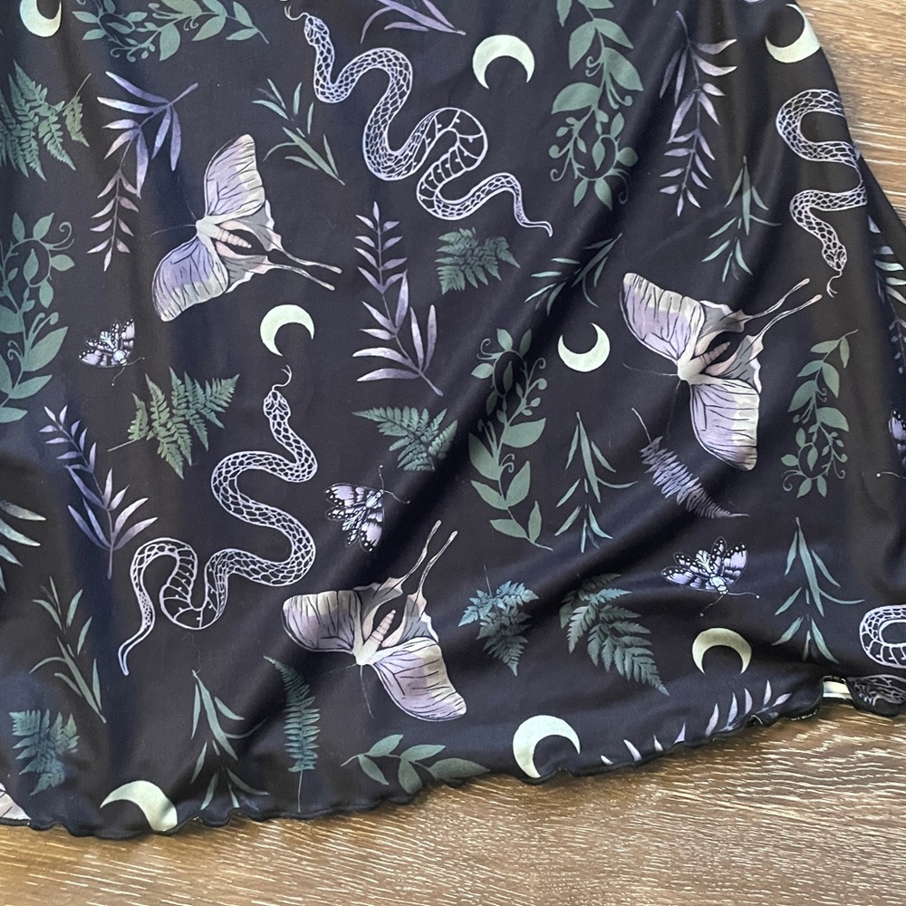ROMWE Black Slip Dress with Moon, Snake & Moth Print - Picture 3 of 6